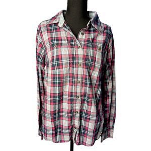 Carhartt Womens Plaid Long Sleeve Shirt Sz M Classic Cotton Boyfriend Flannel
